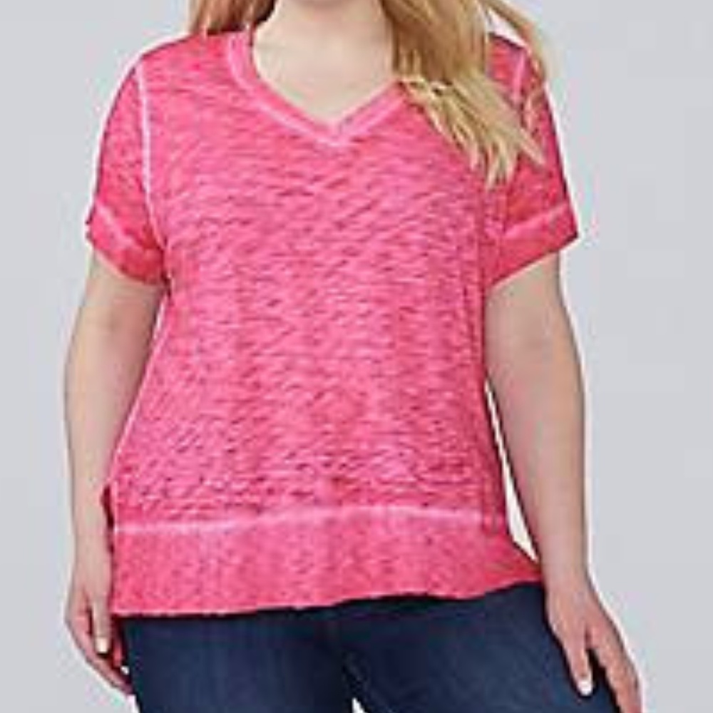 Lane Bryant 22/24 Pink Split-Hem T-Shirt